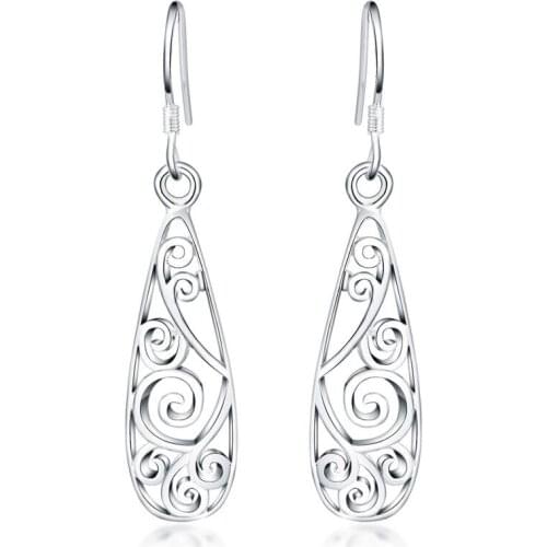 Hot Sale Silver color Cute Hollow Round Stud Earrings for Women Fashion Vintage Tiny Geometry Jewelry