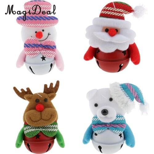 MagiDeal Lovely Christmas Hanging Ornaments Bell Xmas Tree Home Party Decor Gift Snowman/ Santa Claus/Bear/ Elk Design Colorful
