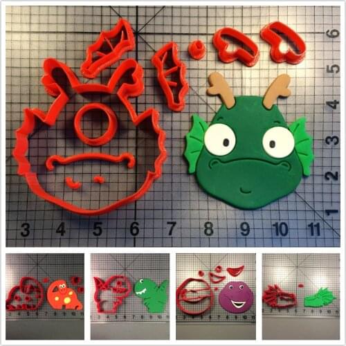 Cute Animal Cookie Cutters Custom Made 3D Printed Animal Dinosaurs Team Biscute Cutter Fondant Cake Decorating Cookie Cutter Set