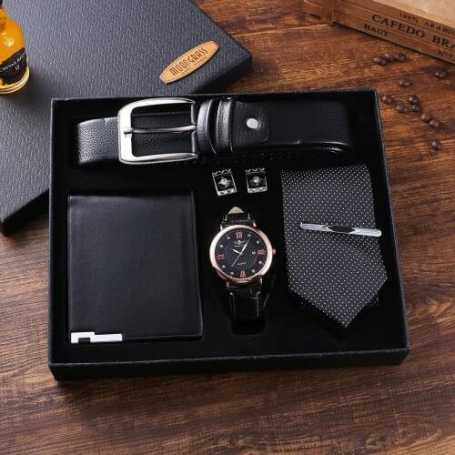 Luxury Top Brand Mens Watch Set High Quality Leather Belt Sunglasses perfume jewelry watch gift sets for boyfriend husband dad