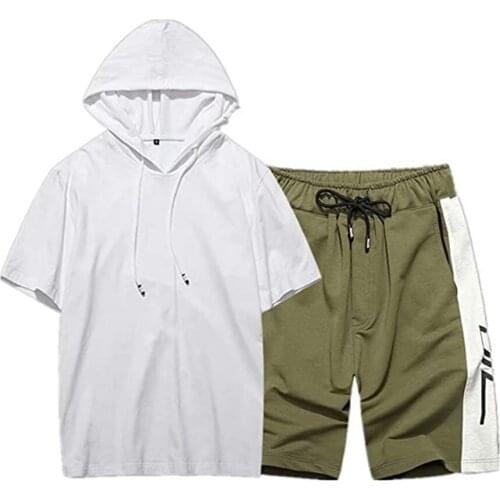 Mens Short Sleeve Tracksuit Sets 2pcs Short Sleeve Shorts Pullover Suit Summer Casual Sportswear Outwear Tracksuit S M L XL XXL