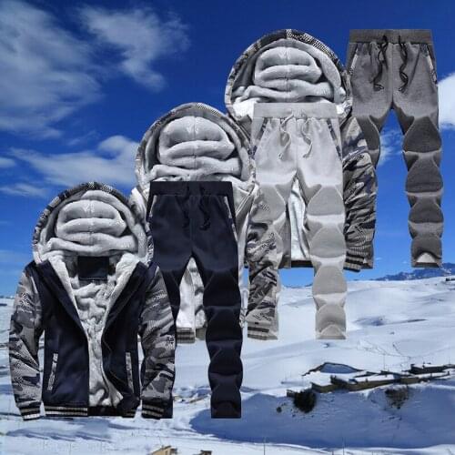 Tracksuit Men Sporting Fleece Thick Hooded Brand-Clothing Casual Track Suit Men Cardigan Jacket+Pant Warm Winter Sweatshirt 2021