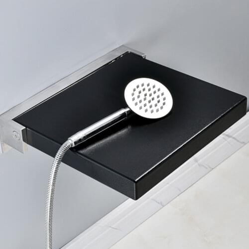 Soft leather material porch bathroom shower chair double fold waterproof bathing aids wall-mounted non-slip bath stool