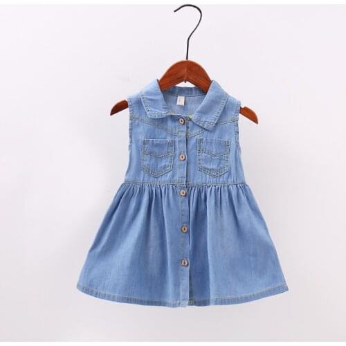 2020 New Kids Clothes Pretty Infant Baby Girls Dresses Casual Cute Sleeve Denim Princess Pageant Party Casual Tutu Dress Girl