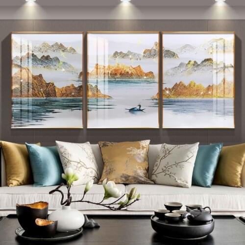 New Chinese Landscape Decoration Painting Living Room Study Bedroom Wall Landscape Painting Sofa Background Wall Painting