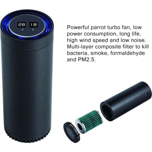 Air Purifier Fresh Air Purifier Cleaner Temperature Humidity Display for Car Air Anion Car