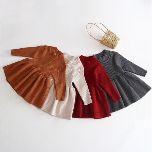 0-3 Yrs Autumn Winter Girls Wool Knitted Sweater Baby Girl Dress Girls Dresses For Party And Wedding Baby Girl Clothes