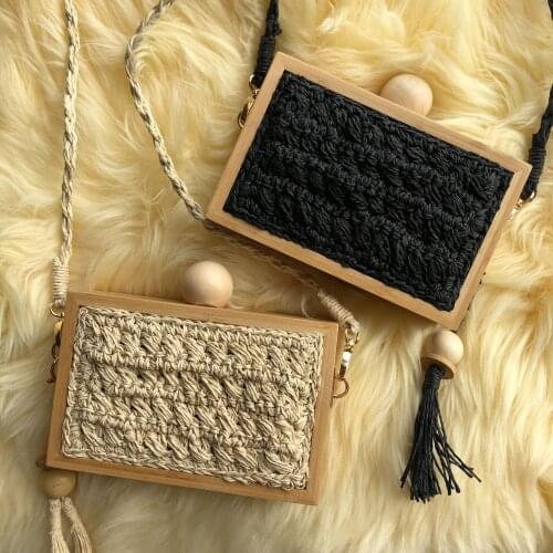 Casual Rattan Box Straw Bags Wicker Woven Women Handbags Handmade Shoulder Crossbody Bags Summer Beach Small Purses Famade Bag