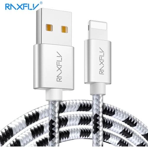 RAXFLY Lighting Cable USB Charger Nylon USB Cable For iPhone XS Max Phone Charging Wire For iPhone X 8 Plus 6S Data Sync Cord