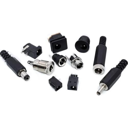 10PCS DC Power Socket Plug 005/022 Male and Female 5.5-2.1/2.5/1.1/3.5mm Round Hole Connector 099/003A/050/044/023/007B