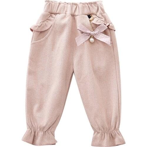 Baby Girls pants trousers kids autumn winter casual clothes baby girls trousers pants girls fashion cotton bow pants 7180 03