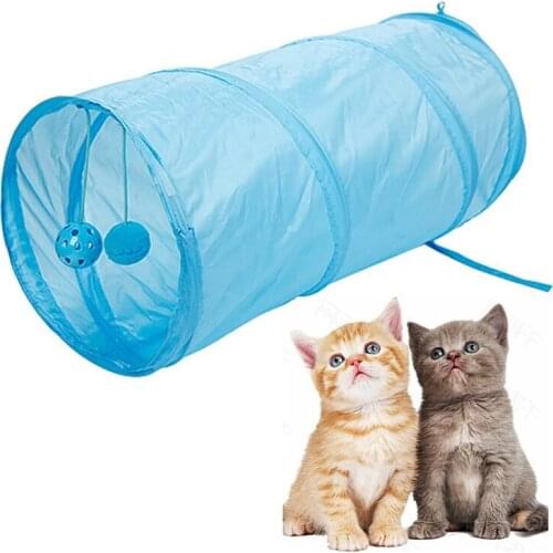 Collapsible Tunnel Shape Toy Pet Tube For Cat Dog Pet Cat Kitten 2-Way Foldable Tunnel Tube Hanging Bell Ball Training Play Toy