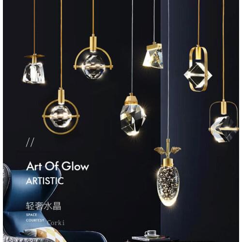 Modern Crystal Pendant Lights Luster Living Room Hanging lamp Art Lustres Kitchen Luxury Led Pendant lamp Indoor Light Fixtures