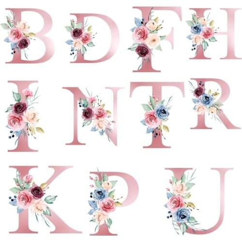 Letter Heat Vinyl Transfer For Clothing Beautiful Flower Thermal Stickers Iron On Transfers For Clothes Appliques For T-shirt