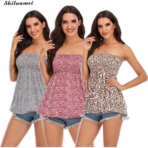 Bohemian Floral Off-Shoulder Sleeveless Strapless Tops Women Sexy Vest Tank Tube Top Shirt Plus Size Ladies Holiday Shirts 3XL