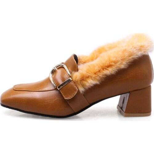 Hot Sales Fashion Design Thick Heels Shoes High Quality Genuine leather Square Heels Casual Shoes