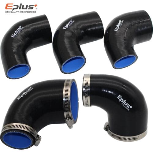 EPLUS 90 Degrees Universal Silicone Tubing Hose Connector Intercooler Turbo Intake Pipe Coupler Hose Multiple Sizes Black