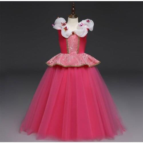Vintage Princess Dress Kids Girls Sleeveless Multi-layer Tulle Spliced Long Dress Princess Cosplay Costume Girls Butterfly Dress