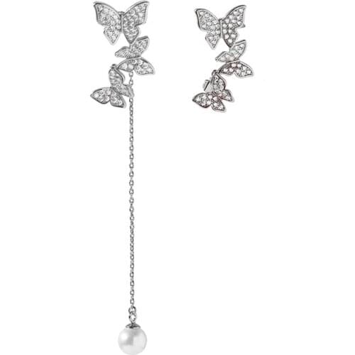 High Quality Gold Color Butterfly Long Tassel Asymmetry Drop Earrings For Women Fashion Jewelry (DJ1480)