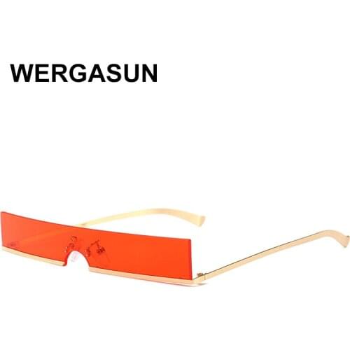 WERGASUN New Rectangle Sunglasses Women Fashion Luxury Brand Designer Red Pink Clear Small Lens Personality Sun Glasses Shades