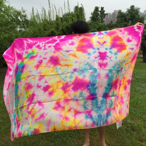 New handmade tie-dyed 100% pure real silk veils for belly dancing Nice Silk Hand- Scarf for women belly dance silk Scarf