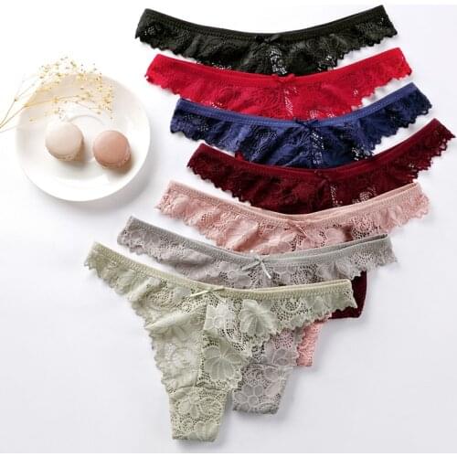 2020 Women Panties Underwear Soft Breathable Lace Sexy Panties Female Underpants Thong G string Panties Low-Rise M L XL