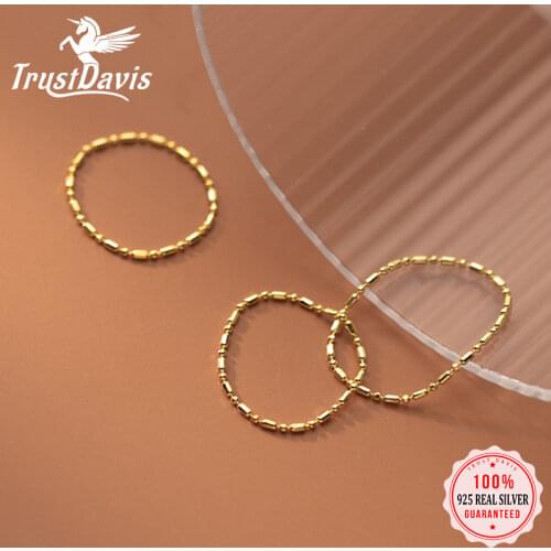 Trustdavis Real 925 Sterling Silver Fashion Sweet Beads Chain Size 5 6 7 8 Rings For Women Wedding Party Fine Jewelry DA2302