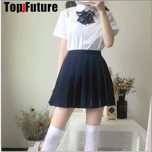 Girls Japanese Summer High Waist NAVY Pleated Skirt set Women Dress For JK School Uniform Students Cloths cosplay suits