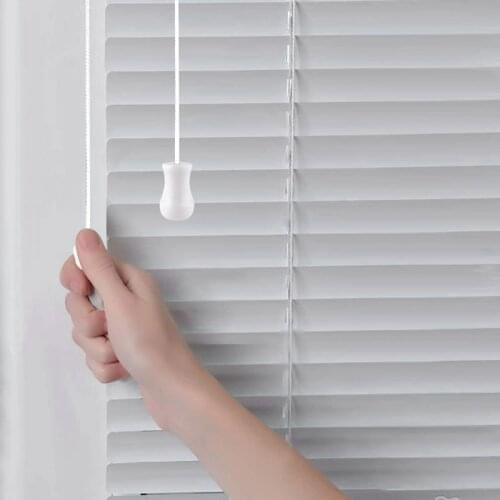 1.8 mm White Braided Lift Shade Cord 55 Yards Roll with 4 Pieces Wood Pendant for Aluminum Blind Shade Gardening Plant