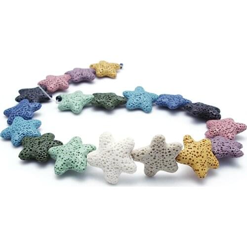 10pcs Mixed 23mm Natural Stone Colorful Star Lava Stone Beads for Diffuser Necklace Pendant Bracelets Jewelry Making