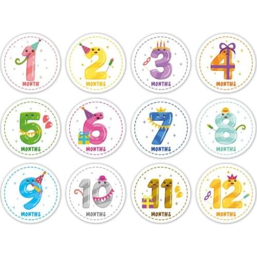 12 Pcs Baby Monthly Milestone Stickers Newborn Belly Decals Shower Gift Scrapbook Photo Keepsake