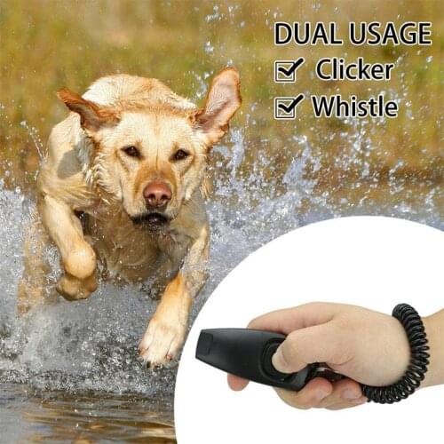 2 in1 Dog Training Clicker Black PVC Pet Dog Training Collars Whistle Click Trainer Obedience