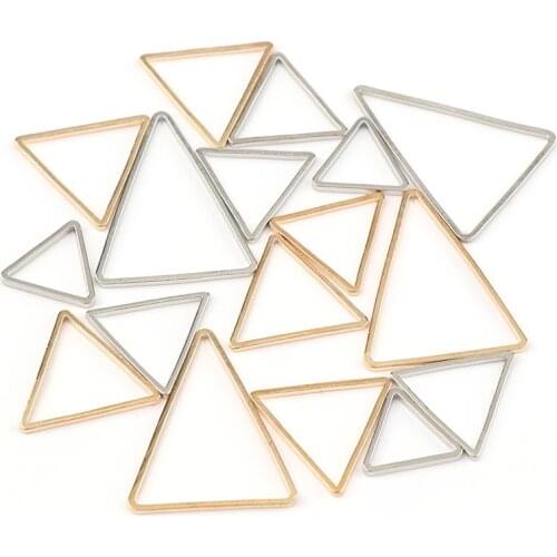 20PCS/lot 3Size Triangle Shape Rose Gold Rhodium Color Metal Hollow Frame Blank Connector Charms Pendant DIY Jewelry Findings