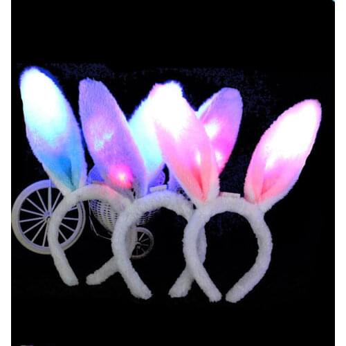 LED Women Lady Light Bunny Rabbit Ears Headband Stage Show Hairband Easter Wedding Valentines Day Birthday Party Decoration Gift