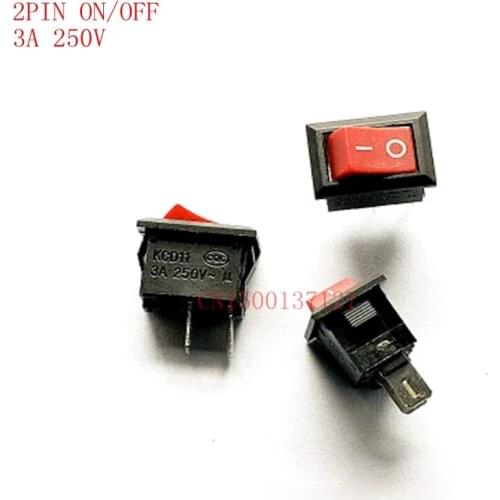 5 PCS 2 pin ON-OFF red rocker switch 3A 250V 15MM*10MM rocker switch Power switch