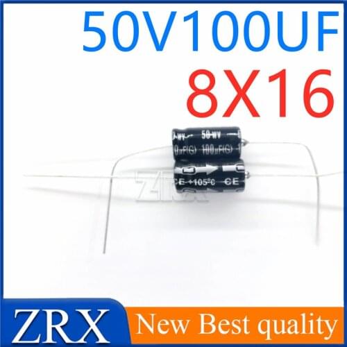 5Pcs/Lot 50V100UF 100UF50V original Elum axial horizontal audio electrolytic capacitor volume: 8 * 16