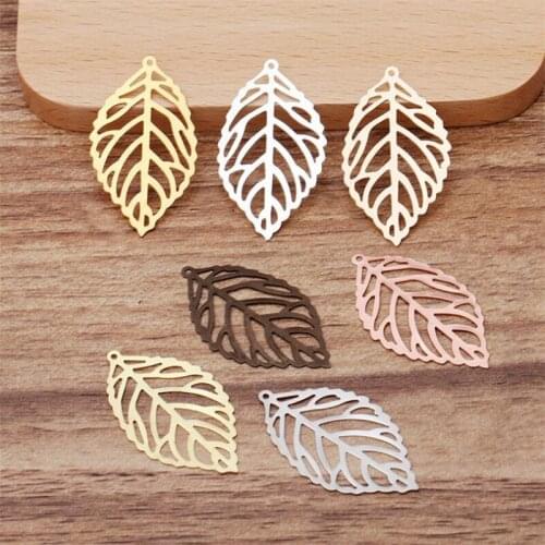 50pcs 35x20mm Leaf Pendant Charms Vintage Metal Leaf Jewelry Findings for DIY earring Necklace accessories