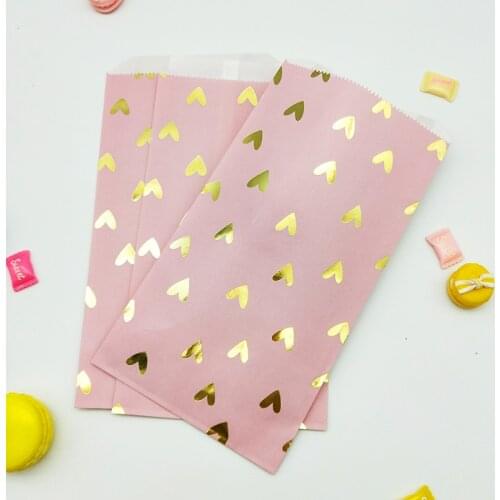 50Pcs/Pack Heart Dot Paper Candy Biscuit Bags Packing Pouch Popcorn Bag Wedding Bridal Baby Shower Decor Wrapping Supplies