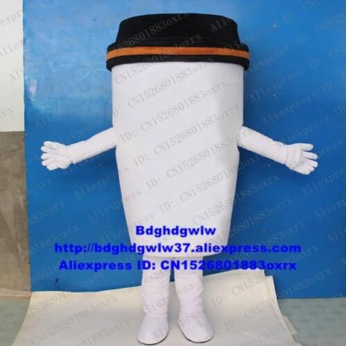 White Milk Tea Cup Coffee Cup Mug Tumblerful Mascot Costume Adult Cartoon Character Image Ambassador Television Theme zx2521