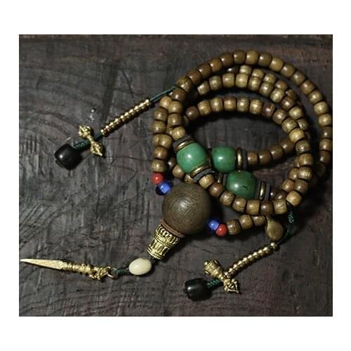 Blessed Mala Tibetan designer Mala Genuine Phoebe 108 Prayer Beads Buddhist Prayer Mala Beads Copper Counter Dorje Amulet