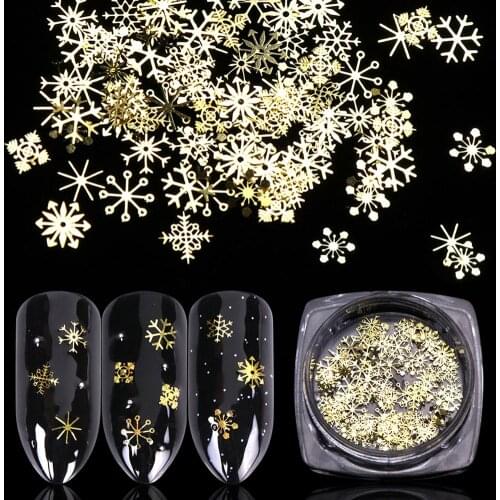90Pcs/Box Christmas Golden Snowflake Nail Art Sequins Ultra-thin Manicure Decor Nail Art Sequins Nail art decoration beauty