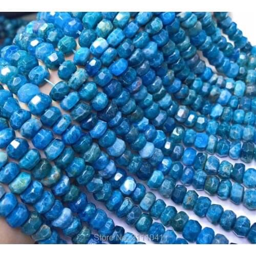 Loose beads Apatite blue roundel faceted 6*10mm 14inch for DIY jewelry making FPPJ wholesale beads nature