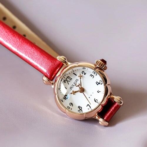 Top Julius Lady Womens Watch Retro Pumpkin Mini Fashion Hours Cute Dress Bracelet Leather Clock Party Girl Birthday Gift No Box