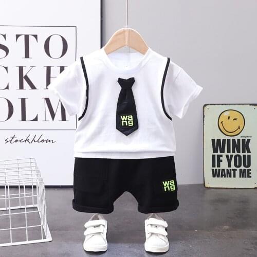 Children Summer Baby Boys Girls Clothes Kids Cotton Out With Tie T Shirts Short Pants 2Pcs/Set Infant Cosy Toddler Tracksuits