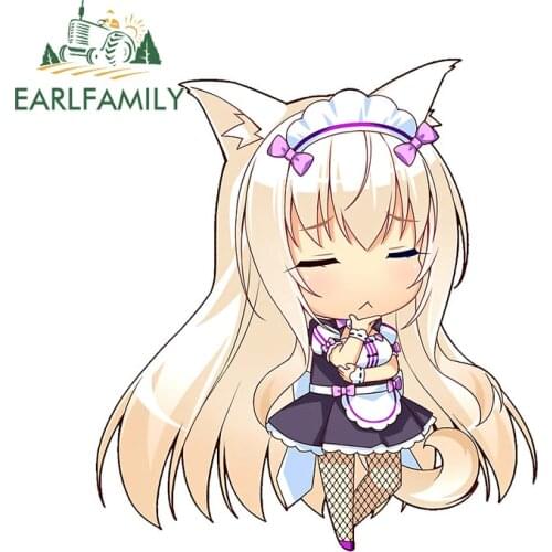 EARLFAMILY 13cm x 11.7cm for Coconut Nekopara Thinking Anime Decal Funny Car Stickers Scratch-Proof Surfboard Vinyl Car Wrap