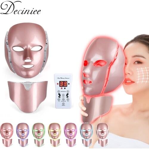 Photon Skin Rejuvenation Face Neck Mask LED Photon Therapy 7 Color Light Treatment Anti Aging Removal Wrinkle Facial Skin Mask