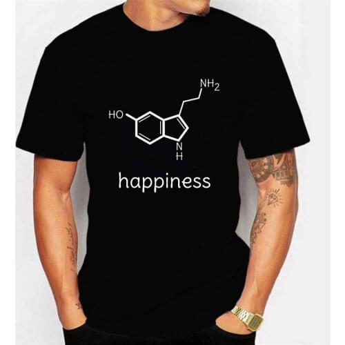Happiness Science Chemistry Cotton T Shirts Physics Biology Lovers T-shirt Tees Summer Cotton Black Shirt Men Tshirt Tops Male