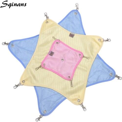 Sqinans Rodent Hammock Square Shape Summer Breathable Mesh Bed Chinchilla Hammock For Rat Hamster Ferret Small Animals Swing Toy