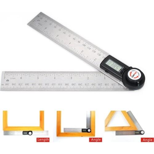 GemRed 2-in-1 Digital Angle Rule Goniometer Angle Gauge Stainless Steel Angle Finder Clinometer Digital Display Angle Ruler