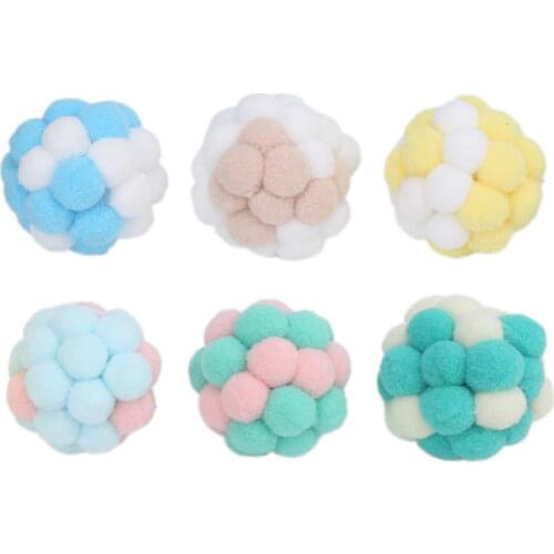 Pet Toys for cat Durable Exercise Cat Toys Cat Bell Ball Plush Ball Toys Interactive Playing and Soft Chewing Training Ball